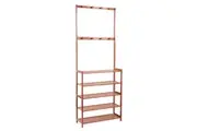 Vibe Geeks Vintage 3-in-1 Hall Tree Coat Rack Shoe Bench for Entryway with 3-tier Storage Shelf