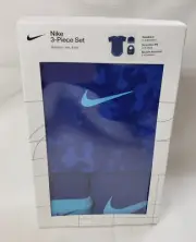 Nike 3-piece baby bodysuit hat & booties Blue Swoosh Newborn 0-6 Months NIB