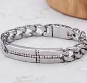 Men Punk Biker Stainless Steel Heavy Square Cuban Curb Wheat Link Chain Bracelet