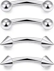 [Dyknasz] Eyebrow Piercing Jewelry Titanium Curved Barbell 16g Tiny Eyebrow Ring Vertical Labret Lip Jewelry Ear Rook Navel Small Belly Button Ring for Women Men