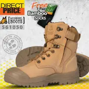 Mongrel Work Boots Wheat High Leg Steel Toe Zip Sider Scuff Cap Comfort 561050
