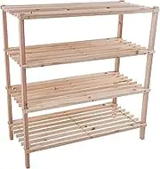 Shoe Storage Rack - 4-Tier Wood Shoe Organizer for Closet, Bathroom, Entryway - Shoe Shelf Holds 12 Pairs Sneakers or Boots by Lavish Home (Light Oak)