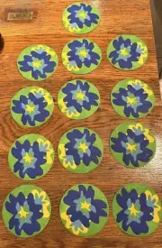 Lot of 13 Vintage Paper Drink Coasters Bright Floral Geometric Shape