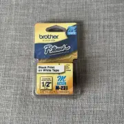 Genuine Brother P-Touch M-K231 M-TAPE 1/2" Black Print On White Tape OEM