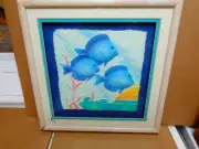 FIGI GRAPHICS HAND CAST PAPER OF FISH hand made FRAMED 1991 NEW FOUND IN ATTIC