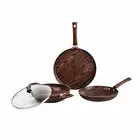Induction Base Non-Stick Aluminium Cookware Set 3 Pieces Wood Finish
