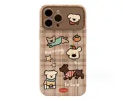 034 2Pcs Brown Plaid Phone Case Cartoon Protective Case for iPhone15Pro