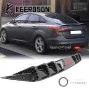 For Ford Focus Rear Bumper Diffuser Splitter Fin w/ LED Brake Light Carbon Fiber (for: Ford)