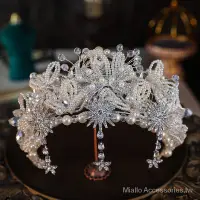 在飛比找蝦皮商城精選優惠-【Miallo】水晶皇冠生日新娘結婚皇冠手工編珠髮飾公主奢華