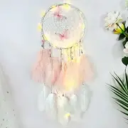 Butterfly Dream Catcher Handmade Gift Feather Hook Flower Wind Chime with One Circle Ornament Wall Hanging Decor Art Boho Style 16x65cm/6.2''x25.5''
