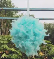 Feather Pom Poms Kissing Ball Decorate Ball Chandelle Ball 12 InchesTiffany Blue