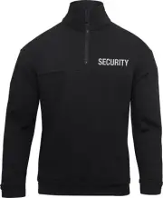 Black Security 1/4 Zip Job Shirt Uniform Duty Guard Officer Shirt Top
