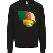Curled Cameroon Flag Cameroonian Day Football Mens Sweatshirt Jumper