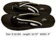 Mens U.S. Polo Assn. Slip On Sport Sandals Slippers Black White Flip Flops 9-10
