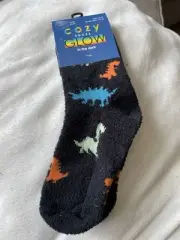 Cozy Socks Glow In The Dark Boy's Dinosaur Socks Size 6-8 Shoe Size 10-4 1pr