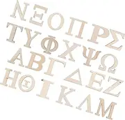 Kisangel 24pcs Unfinished Wood Greek Alphabet Letters for Learning Activities Interactive Spelling Games DIY Crafts Wall Decor and Creative Projects with Vibrant Designs