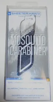 SKEETER HAWK WEARABLE MOSQUITO 1 CARABINER CLIP 2 ALL-NATURAL ESSENTIAL OILS NIB