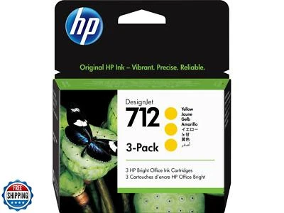 HP 712 Yellow 29-ml 3-Pack Genuine Ink Cartridges (3ED79A) for DesignJet T650