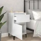 High Gloss Bedside Table Side Cabinet Nightstand Storage Lamp Tables White 2PCS