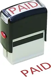 Onperpoe Paid Self Inking Rubber Stamp - Refillable Red Ink, 11x35mm Bold Text, Pre-Inked for Business Office Work Documents, Notice Message Cards (Black)