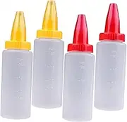 PHENOFICE Pp Material Cake Decorating Nozzles 4pcs Set Squeeze Bottles for Icing and Condiments Random Color