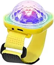 Lancoon Disco Ball Light, Wearable Mini Portable LED Lamp Night Strobe Watch Bracelet USB Charging Voice Controlled with Suction Cup for Kid Party Car Dancing DJ Club(Yellow)
