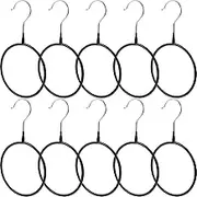 Alipis Scarf Ring Hangers Circle Hooks 10Pcs Belt Hanger Plastic Neckties Shawl Scarves Ring Organizer Closet Space Saver for Tie Belt Neckties Shawls Pashminas Black