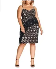 City Chic PLUS SIZE Trendy Illustrious Embroidered Lace Dress NWT 16 #1190