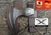 CUSTOM Art STEEL WOOD AXE HATCHET TOMAHAWK KNIFE WITH SHEET 8 “