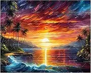 Colorful Sky Paint by Numbers Kit for Adults - DIY Colorful Tropical Sunset Painting on Canvas 16x20 Inches, Acrylic Paint Set,Suitable for Beginners,Coastal Art for Home Decoration or Gifts