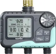 3 Zone Sprinkler Timer with Brass Inlet, Water Timer for Garden Hose,Rain Delay/