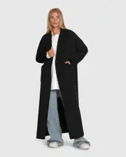 [Belle & Bloom] Publisher Double Breasted Wool Blend Maxi Coat - Black