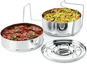 Stackable Stainless Steel Insert Pans - Size 8QT- Inserts for Instant Pot - Accessories for Pressure Cooker Steamers and Instant Pot