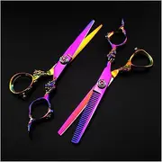 Hair Cutting Shears 6-inch Rainbow Dragon Cut Hair Thinning Barber Scissors Hairdresser Scissors for Men Women/Salon/Home/Stylist