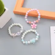 5x Girl Colorful Faux Pearl Strings Bracelet Resin Beads Cute Pendant Bracelet
