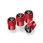 4Pcs/Lot Tire Valve Stem Caps Aluminum Dustproof Car Wheel Air Valve Covers for Maserati Ghibli GranTurismo Quattroporte Levante Style A Red