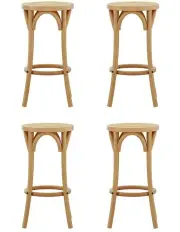 [Artiss] Rattan Seat Wooden Bar Stools x4 in Brown