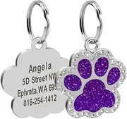 Shiny Rhinestone Puppy and Kitten Name Tags Personalized Dog and Cat ID Tags Anti-Lost Engravable Pet Tags Pendant Pet Collar Accessories,H,S