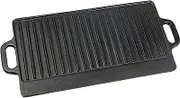 46x22 cm Cast Iron Reversible Griddle Plate BBQ Hob Cooking Grill Pan