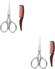 FOMIYES 4 Sets Beard Care Scissors Kit Professional Trimming Scissors with Comb Storage Bag Precision Beard Grooming for Men for Eyebrows Facial Hair