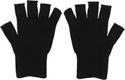 [FOMIYES] Sun Protection Half Finger Gloves UV Protection Gloves Half Gloves Sunblock Gloves Black