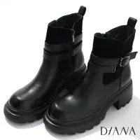 在飛比找momo購物網優惠-【DIANA】7 cm擦色軟牛皮皮帶釦飾減齡感厚底高跟工程靴