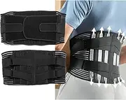 Breathable Back Support Belt with Lumbar Pad for Lower Back Pain Relief, 6 Stays, 16-Hole Mesh, Anti-Skid, for Men/Women, Work, Sciatica (M)