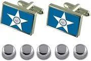 [Select Gifts] Shirt Dress Studs Houston City USA Flag Cufflinks