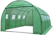 Green Fingers Greenhouse Steel Frame Green House Garden Shed Walk-in Gardening Supplies Plant Stand Storage, 4 x 3 x 2m with PE Cover and Roll-up Zipper Doors