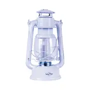 12 LED Vintage Retro Hurricane Lantern w Built-in Dimmer Switch Camping Pergola White