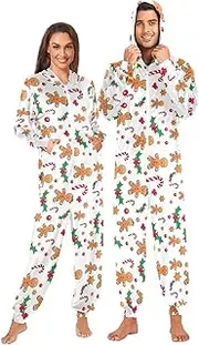 [Joisal] Gingerbread White Adult Pajamas Onesies, Ideal for Lounging or Sleeping, Lightweight Onesie Adult