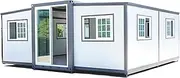 Container House Mobile Expandable Prefab Portable House with Restroom，Portable Weather Adaptive Tiny Home Outdoor Storage, Modern Sturdy Steel Storage Container Home (19 * 20 ft)