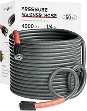 Pressure Washer Hose 50FT 1/4", Kink Resistant Power Washer Hose Compatible with M22 Fittings, Replacement For Most Brand Pressure Washers, 4000 PSI, Grey