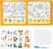 Water Coloring Mat | Reusable Water Doodle Drawing Mat with Pen - Multifunctional Drawing Supplies, Educational Painting Mat with Stickers for Preschool Nursery Home